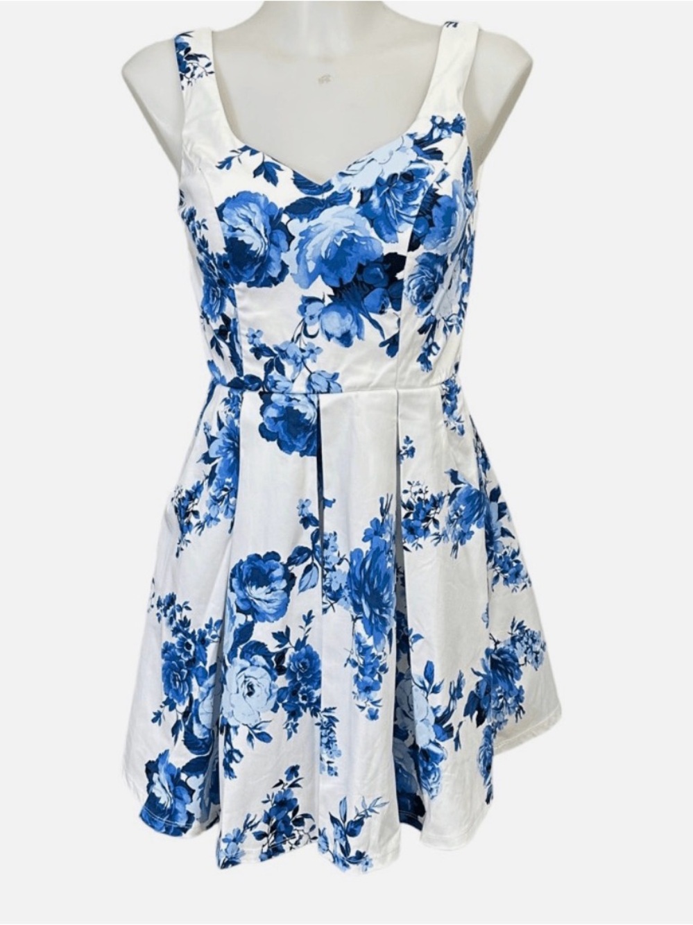 FRANCESCA’s Jun& Ivy Blue Floral Fit & Flare Mini Dress - Size Large